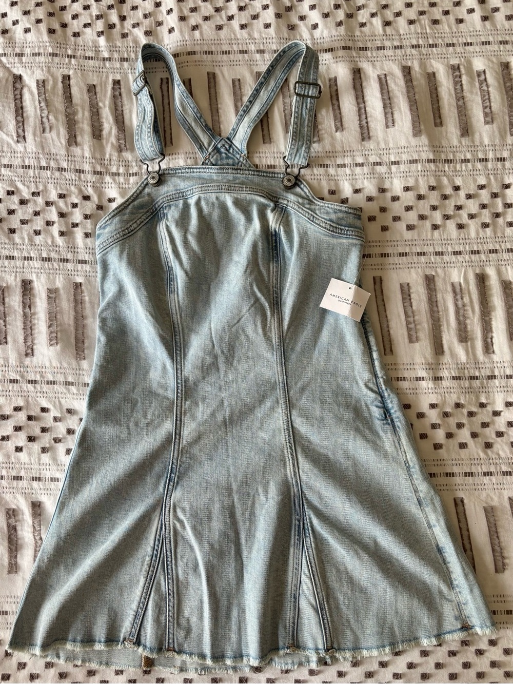 American Eagle Outfitters Light Blue Denim Pinafore Mini Dress - S